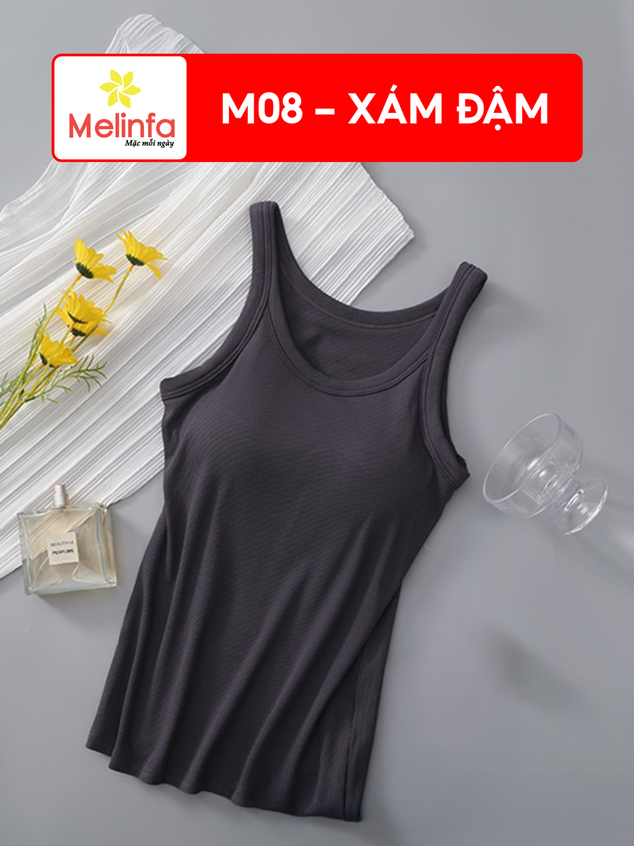 Áo Ba Lỗ Nữ Có Đệm Ngực Viscose Mềm Thoáng, Mặc Nhà, Tập Gym VAA0403
