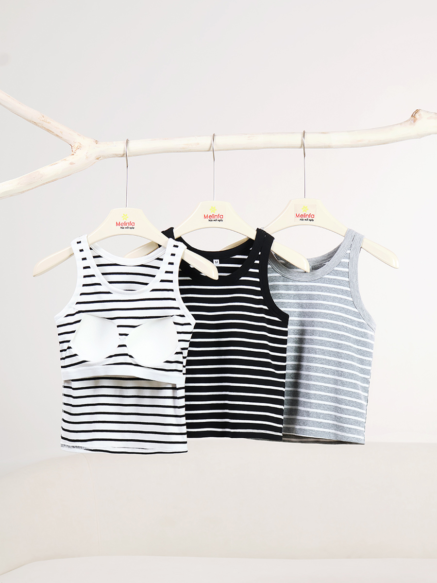 Áo ba lỗ nữ có đệm ngực vải Cotton tự nhiên thoáng mát mặc nhà tập gym VAA0584