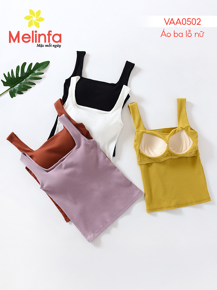 Áo Ba Lỗ Nữ Hai Dây Đệm Ngực Cotton Thoáng Mềm VAA0502