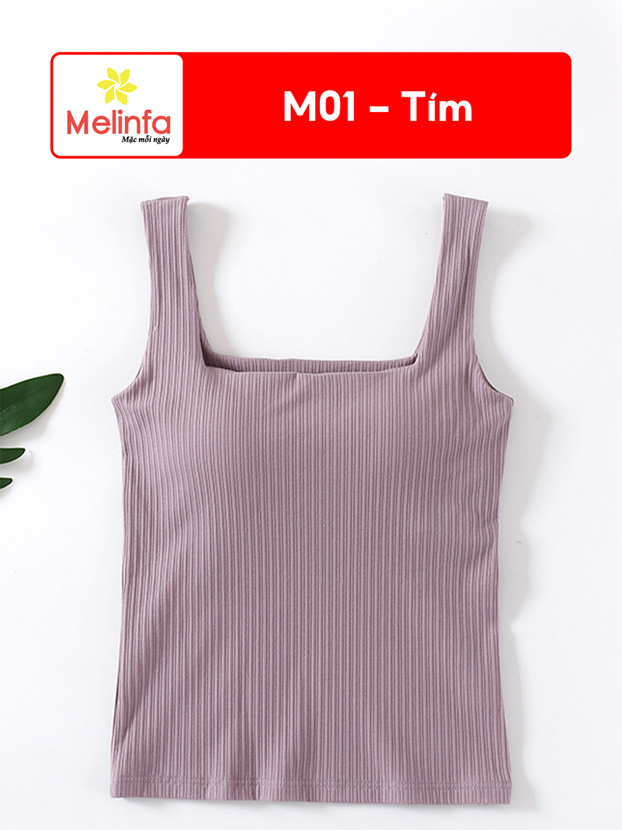 Áo Ba Lỗ Nữ Hai Dây Đệm Ngực Cotton Thoáng Mềm VAA0502