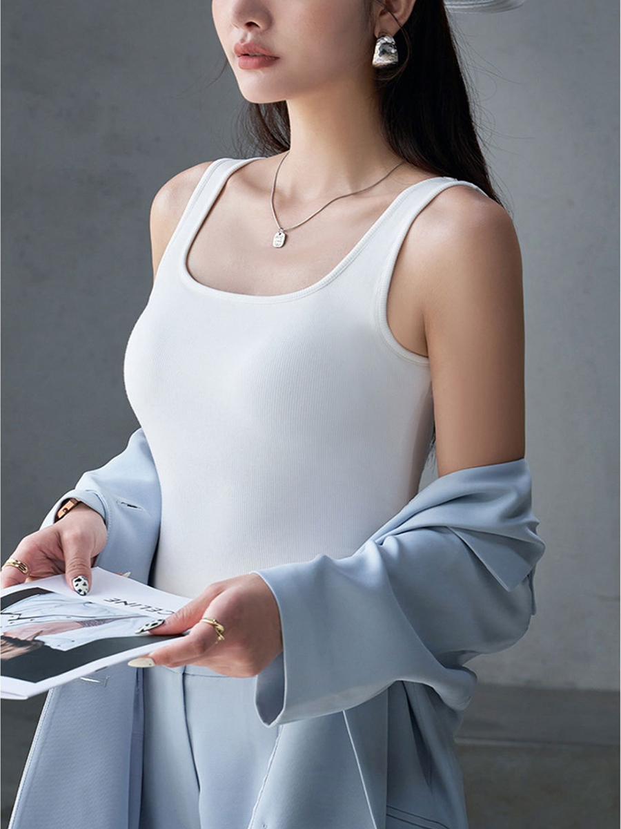 Áo Ba Lỗ Nữ MELINFA Dáng Dài Có Đệm Ngực, Vải Viscose Mềm Mại VAA0563