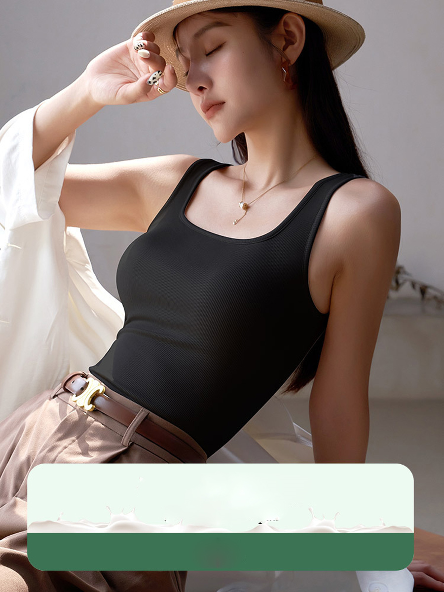 Áo Ba Lỗ Nữ MELINFA Dáng Dài Có Đệm Ngực, Vải Viscose Mềm Mại VAA0563