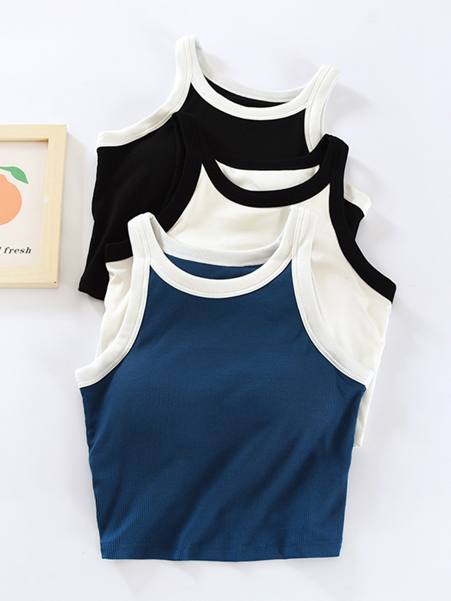 Áo Ba Lỗ Nữ MELINFA Dáng Ngắn Đệm Ngực Viscose Thoáng Mát VAA0556