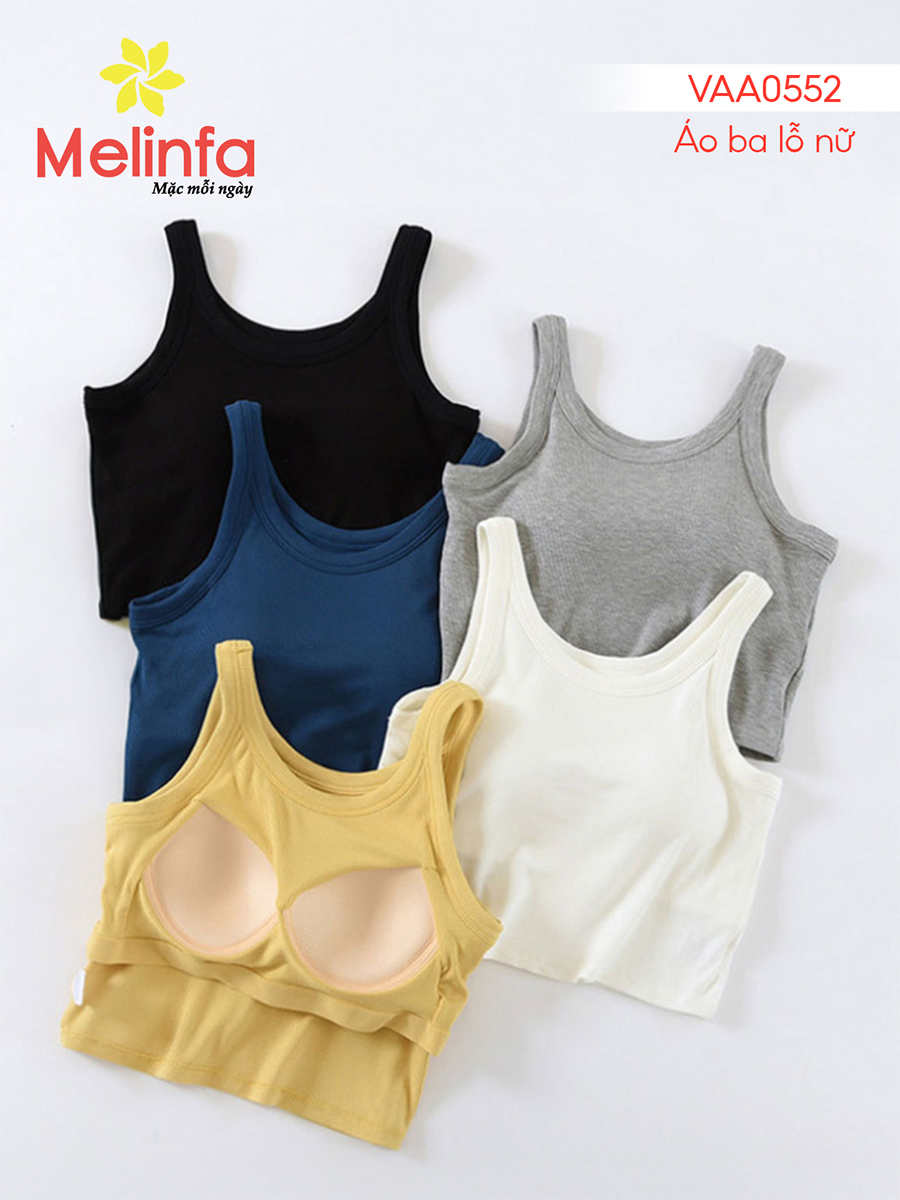 Áo Ba Lỗ Nữ MELINFA Đệm Ngực Viscose Mềm Mại Thoáng Mát VAA0552