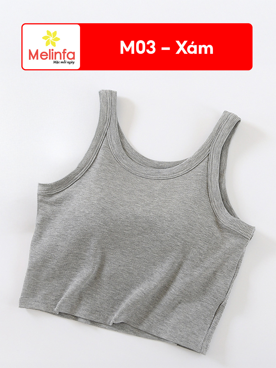 Áo Ba Lỗ Nữ MELINFA Đệm Ngực Viscose Mềm Mại Thoáng Mát VAA0552