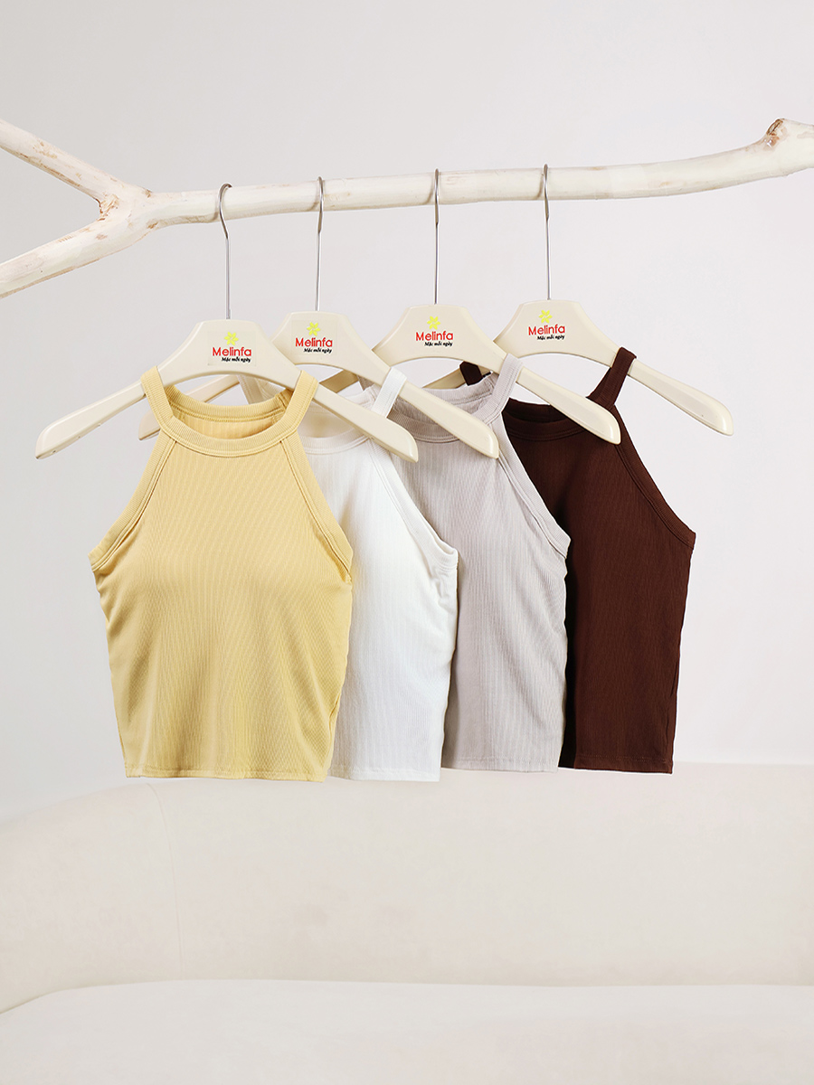 Áo Cổ Yếm Hai Dây Đệm Ngực Viscose Mềm Mại Thoáng Mát VAA0548