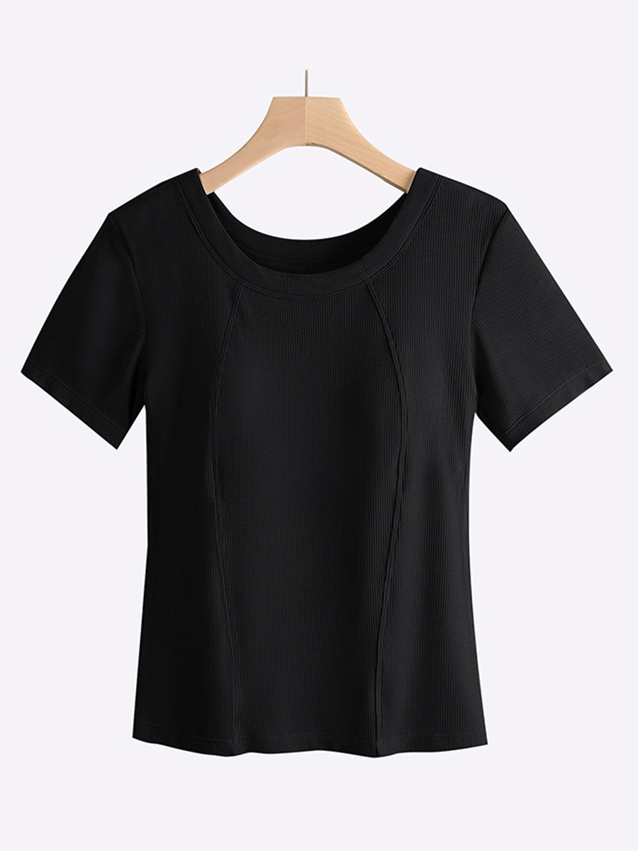 Áo Thun Nữ Ngắn Tay Đệm Ngực Viscose Mềm Mại Mặc Nhà VAA0466
