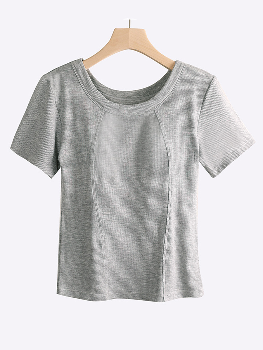 Áo Thun Nữ Ngắn Tay Đệm Ngực Viscose Mềm Mại Mặc Nhà VAA0466