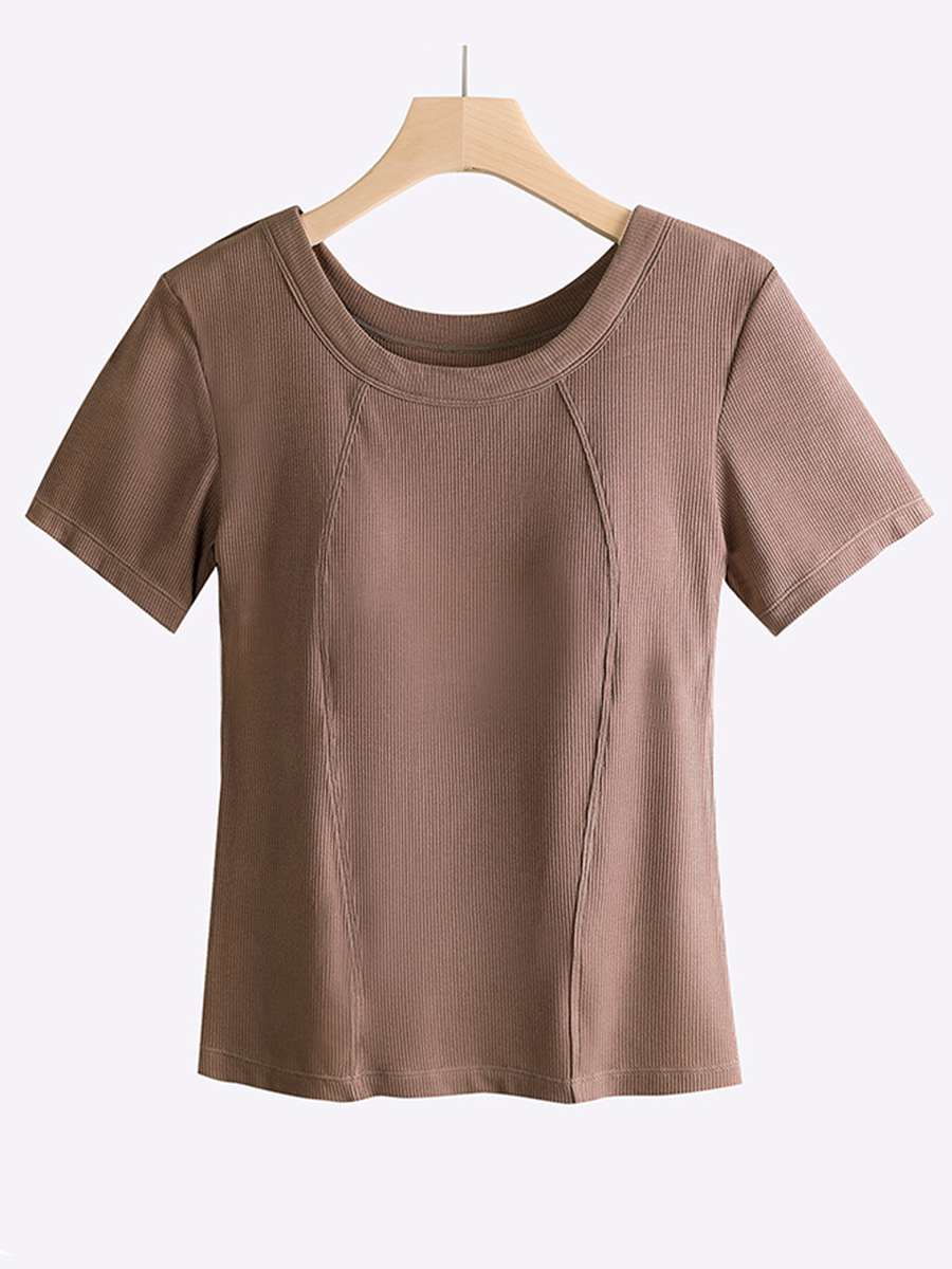 Áo Thun Nữ Ngắn Tay Đệm Ngực Viscose Mềm Mại Mặc Nhà VAA0466