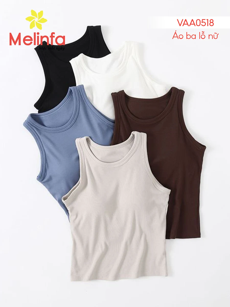 Áo Ba Lỗ Nữ Đệm Ngực Viscose Dáng Ngắn Mặc Nhà Tập Gym VAA0518
