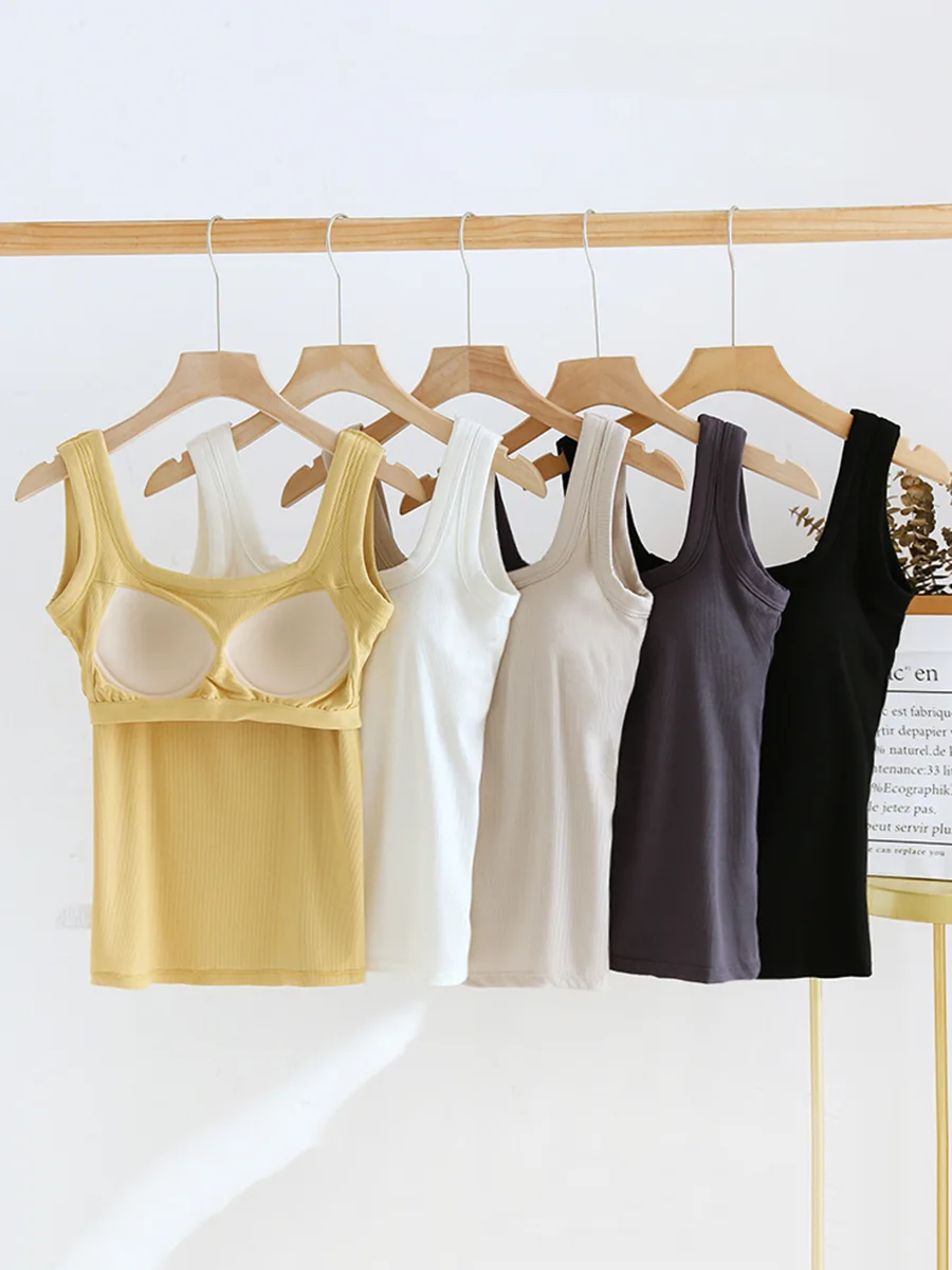 Áo Ba Lỗ Nữ Cổ Vuông Đệm Ngực Viscose Mềm VAA0484