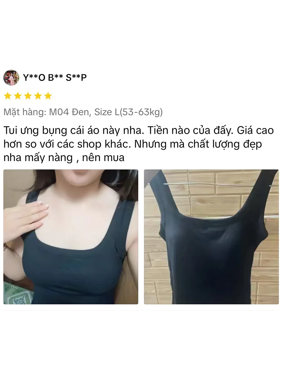 Áo Ba Lỗ Nữ Cổ Vuông Đệm Ngực Viscose Mềm VAA0484