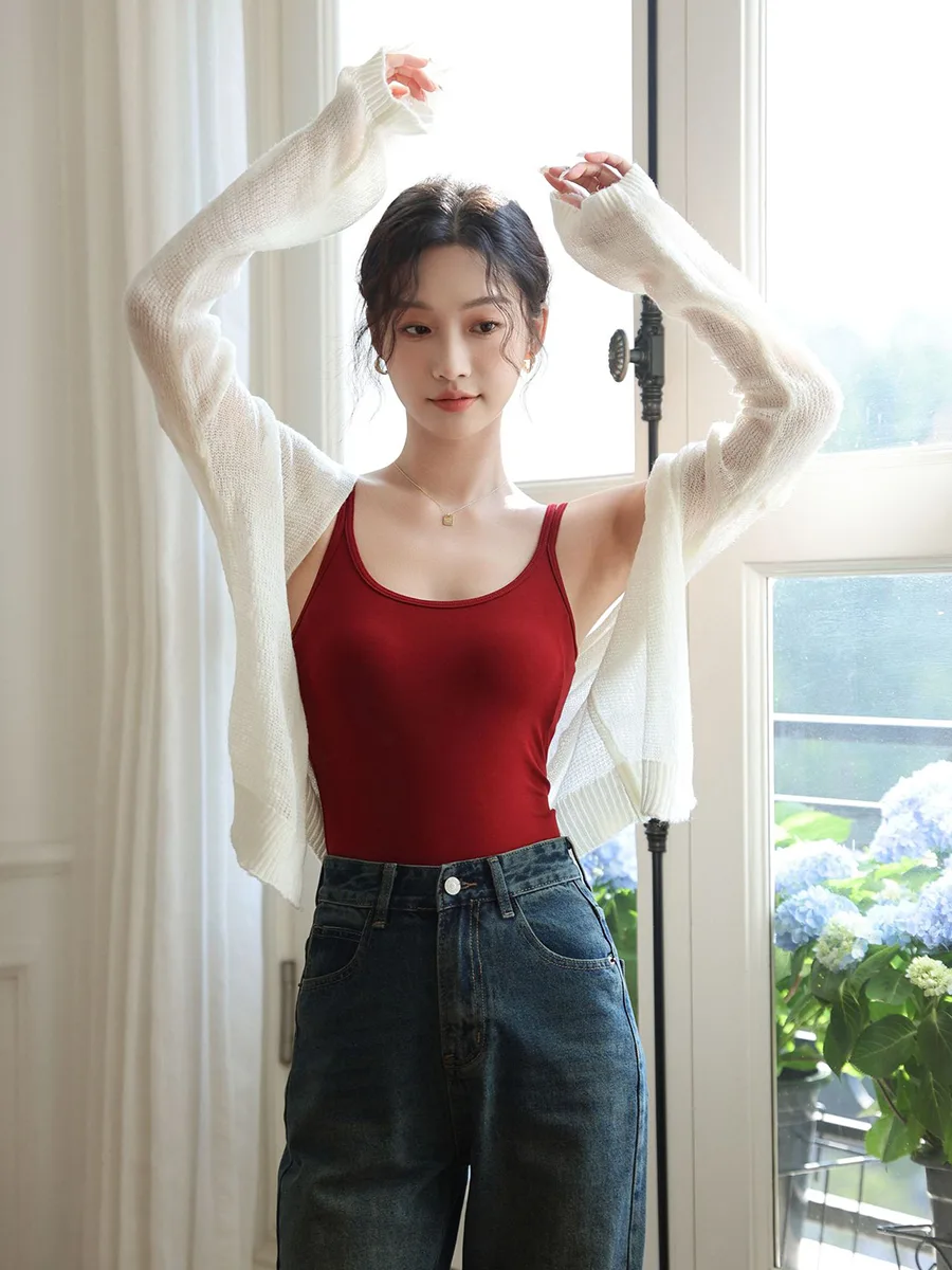 Áo Hai Dây Nữ MELINFA Đệm Ngực, Vải Viscose Mềm Thoáng VAA0555