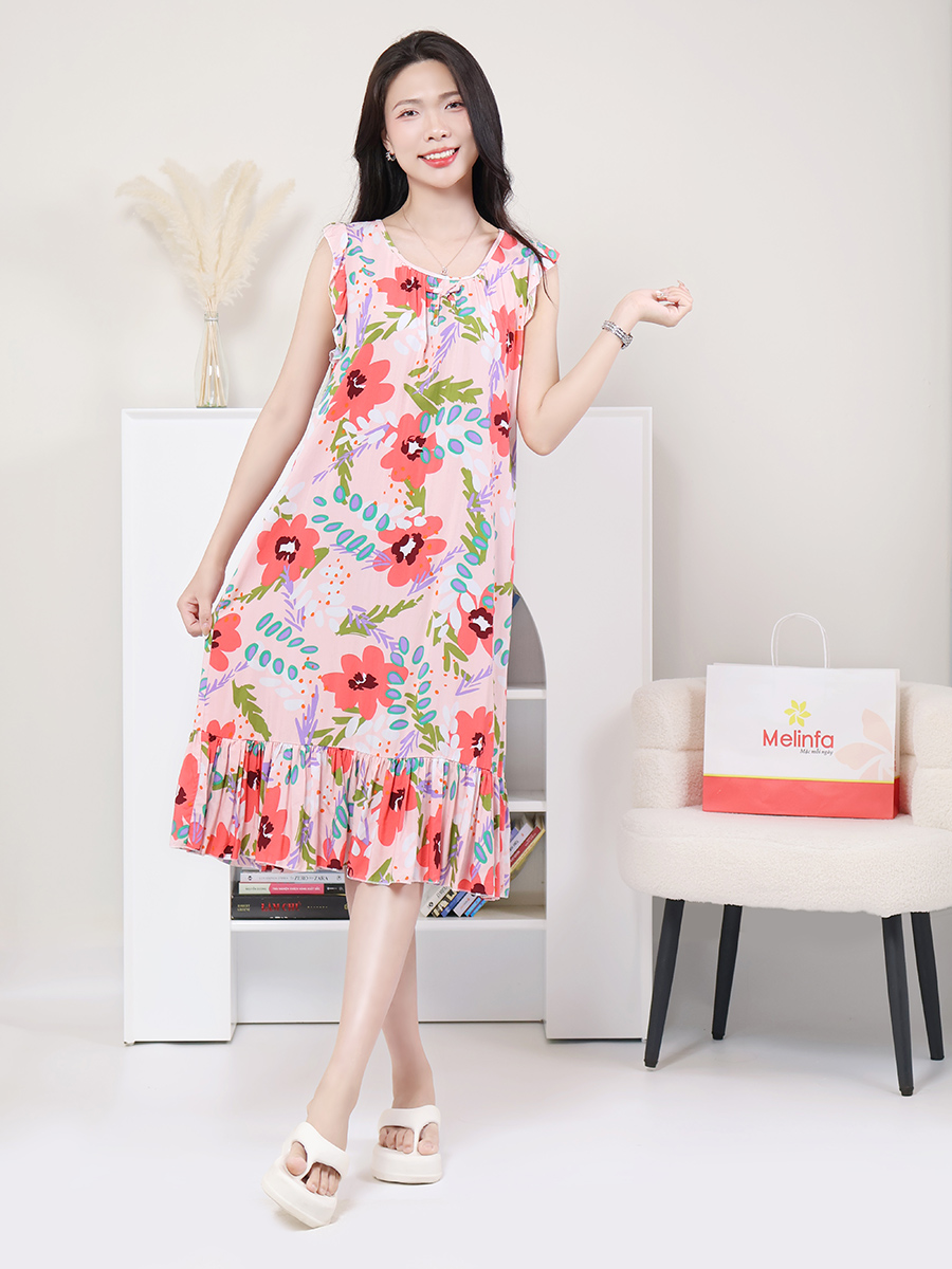 Đầm Ngủ Ba Lỗ Cotton Lụa Mềm Mịn Thoáng Mát Bigsize MEV0573