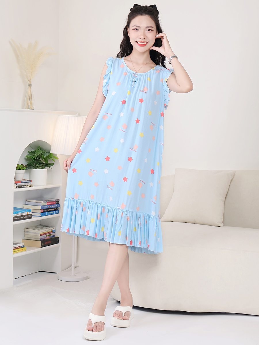 Đầm Ngủ Ba Lỗ Cotton Lụa Mềm Mịn Thoáng Mát Bigsize MEV0573