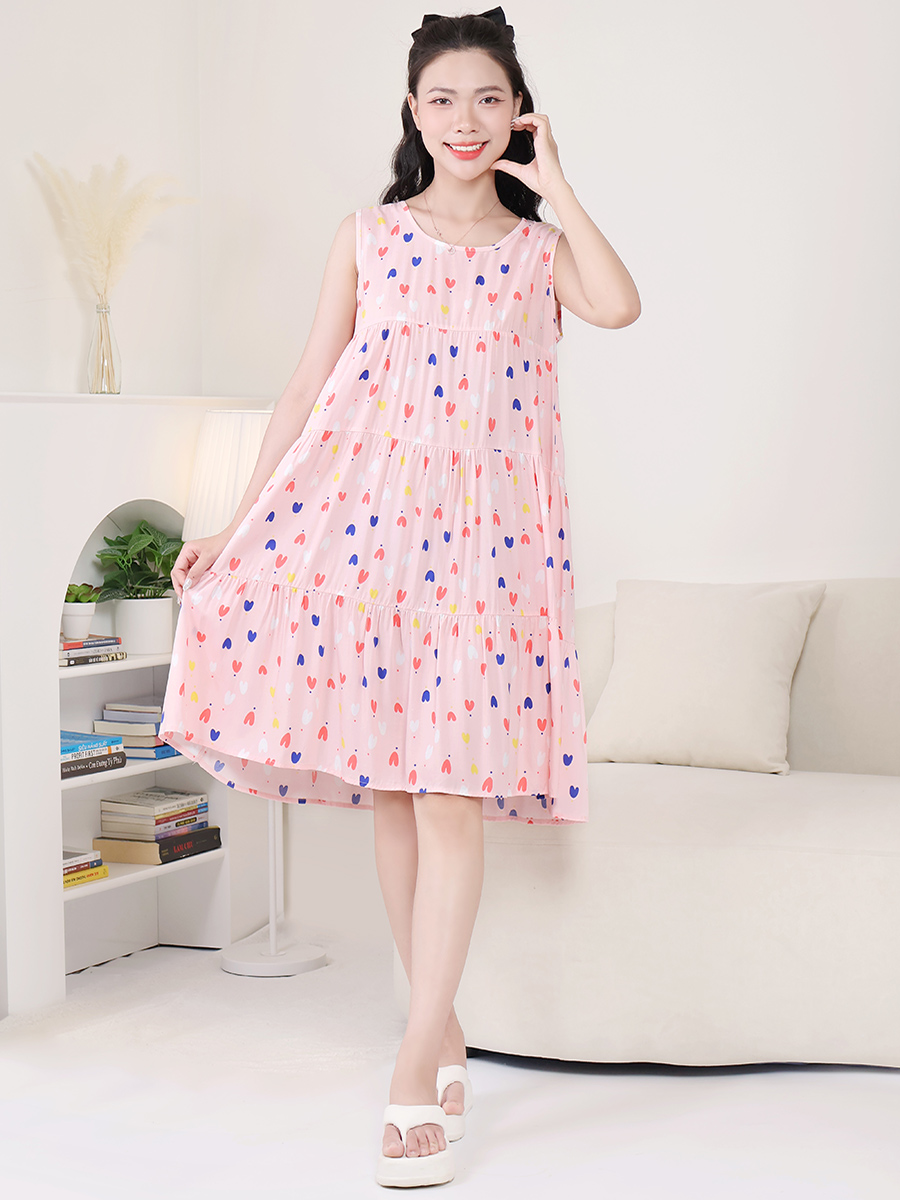 Đầm Ngủ Ba Lỗ Viscose Thoáng Mát Mềm Mịn Dáng Chữ A Bigsize MEV0574