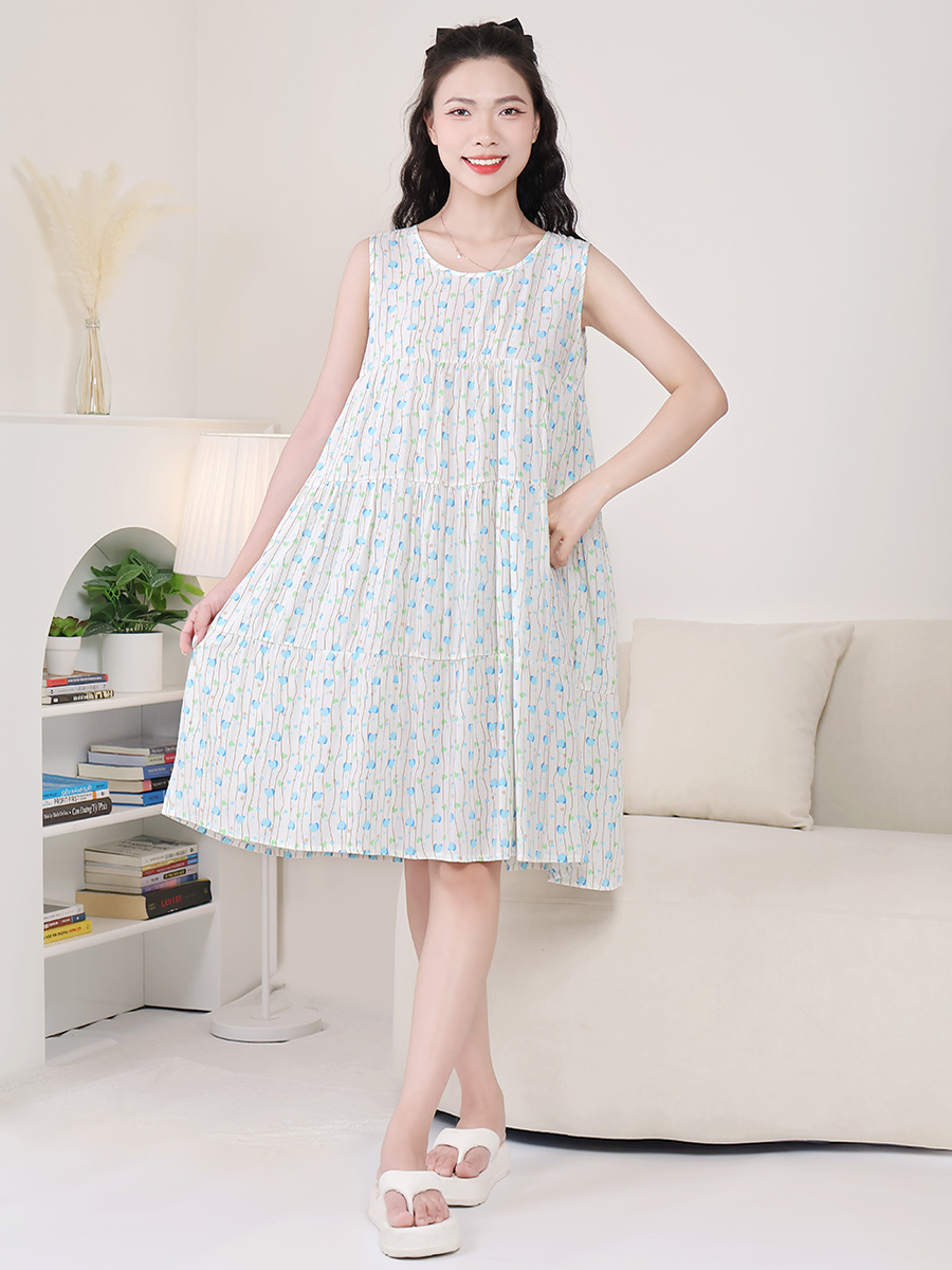 Đầm Ngủ Ba Lỗ Viscose Thoáng Mát Mềm Mịn Dáng Chữ A Bigsize MEV0574
