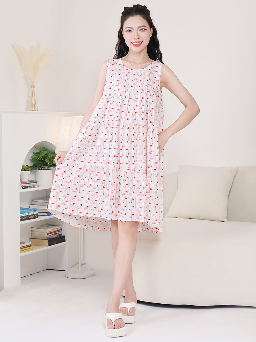 Đầm Ngủ Ba Lỗ Viscose Thoáng Mát Mềm Mịn Dáng Chữ A Bigsize MEV0574