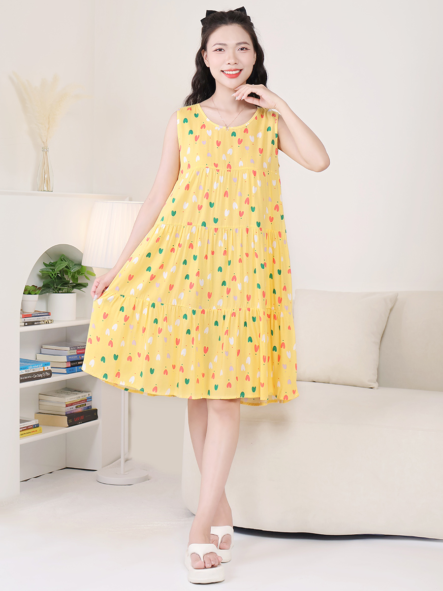 Đầm Ngủ Ba Lỗ Viscose Thoáng Mát Mềm Mịn Dáng Chữ A Bigsize MEV0574