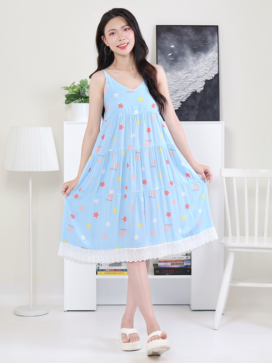 Đầm Ngủ Hai Dây Cotton Lụa Mềm Mịn, Thoáng Mát, Bigsize MEV0550