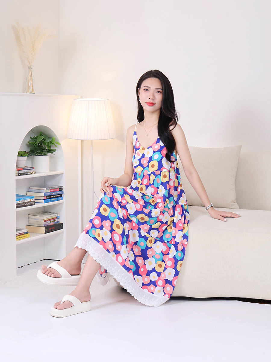 Đầm Ngủ Hai Dây Cotton Lụa Mềm Mịn, Thoáng Mát, Bigsize MEV0550