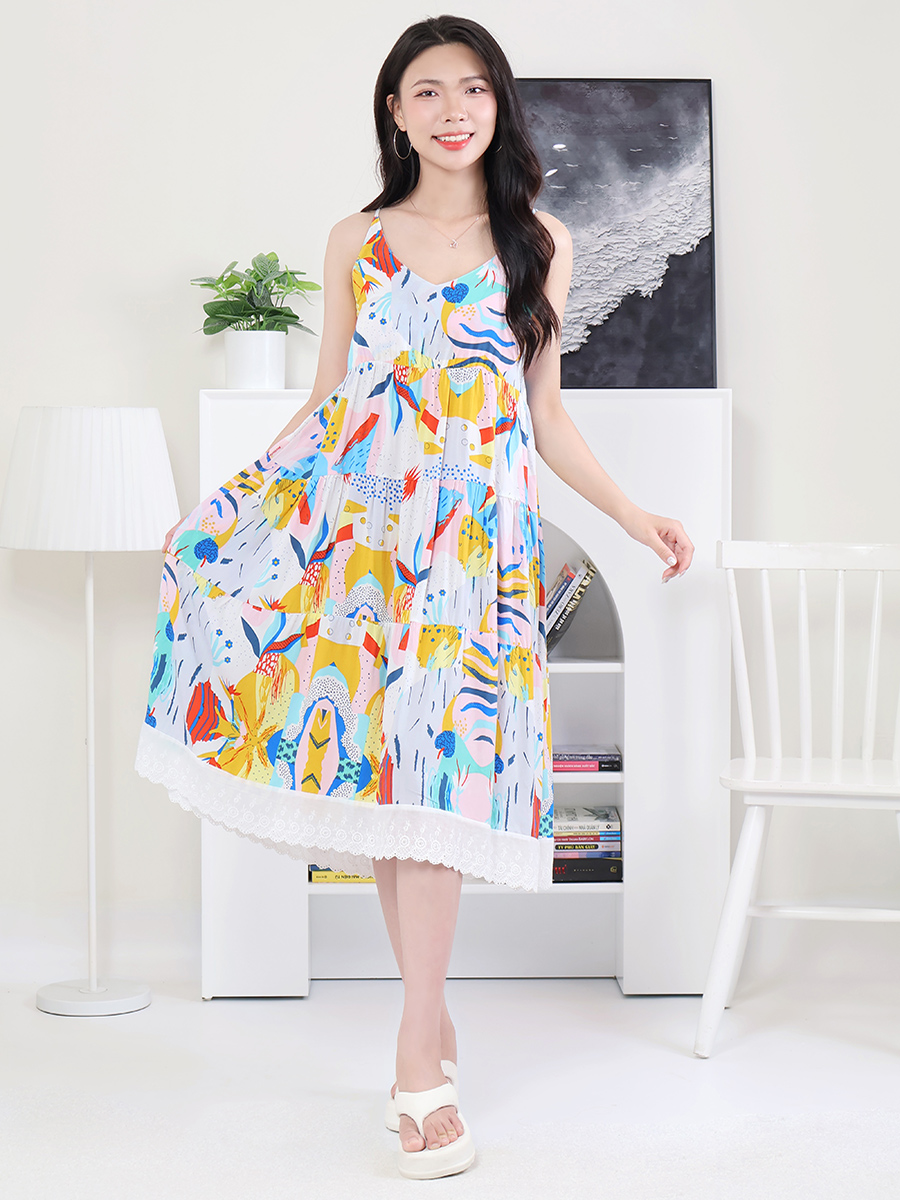 Đầm Ngủ Hai Dây Cotton Lụa Mềm Mịn, Thoáng Mát, Bigsize MEV0550