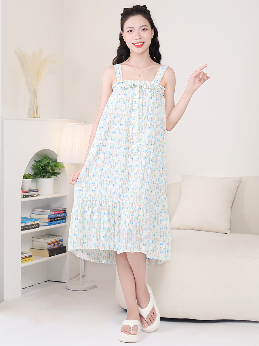 Đầm Ngủ Hai Dây Dáng Dài Viscose Mềm Mại Thoáng Mát MEV0571