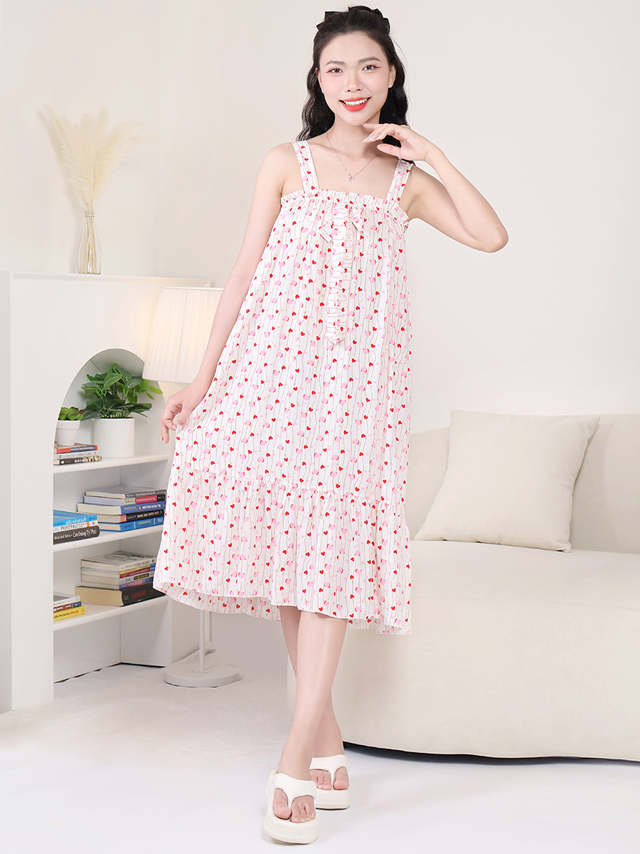Đầm Ngủ Hai Dây Dáng Dài Viscose Mềm Mại Thoáng Mát MEV0571