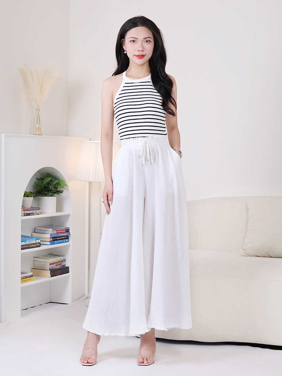 Quần Dài Nữ Ống Rộng Đũi Lụa Giả Váy Basic MEQ0545