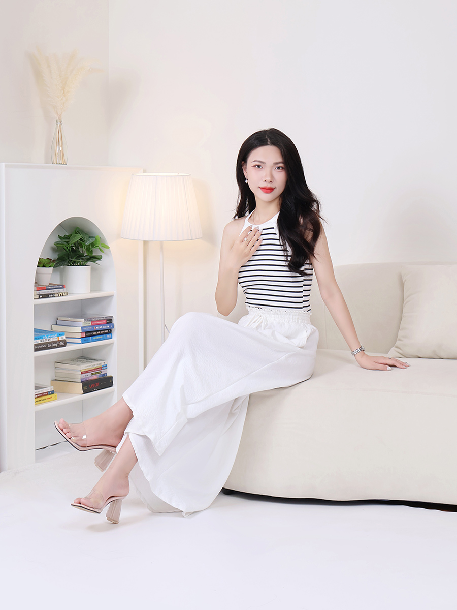 Quần Dài Nữ Ống Rộng Đũi Lụa Giả Váy Basic MEQ0545
