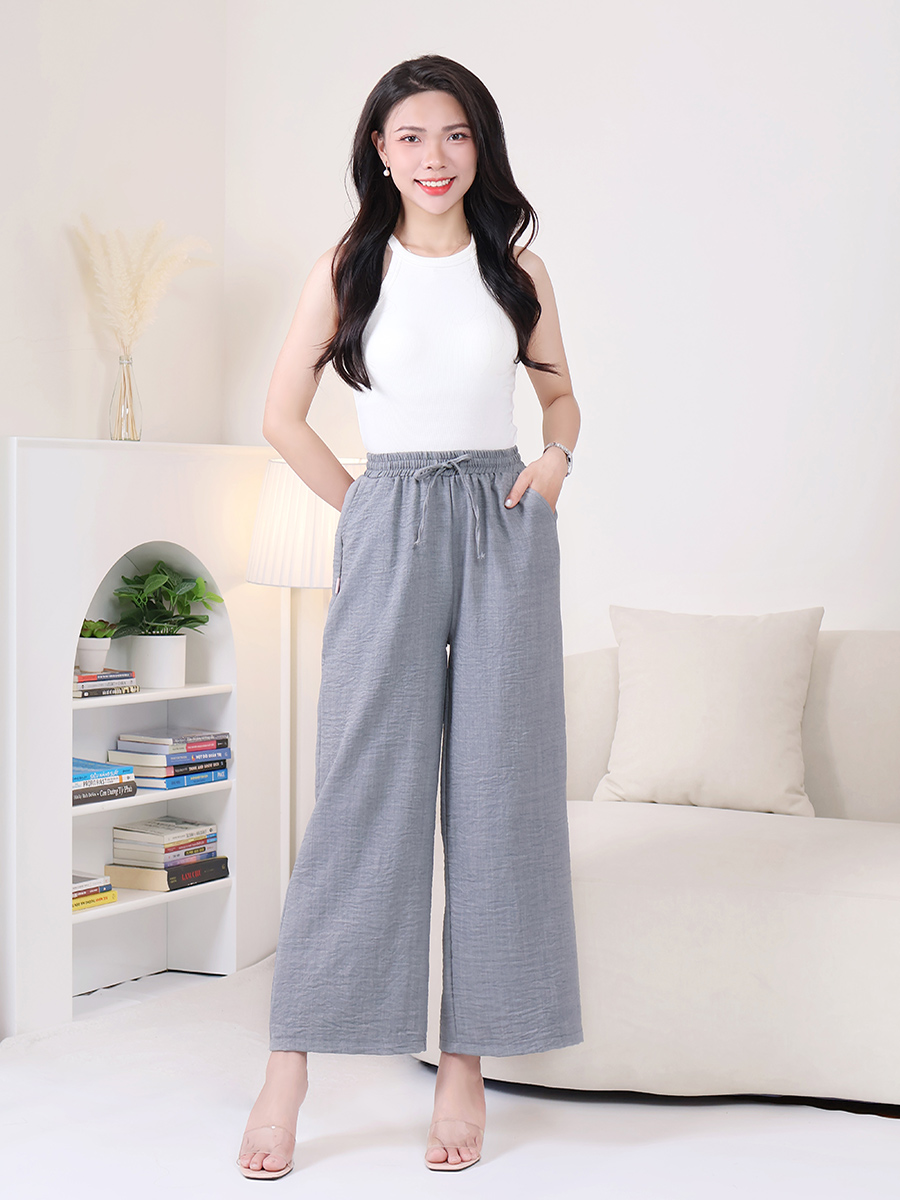 Quần Dài Ống Rộng Đũi Vân Mây Mềm Mịn Thoáng Mát MEQ0542