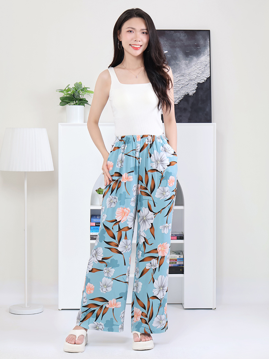 Quần Dài Suông Nữ Vải Viscose Mềm Mại Ống Rộng MEQ0580