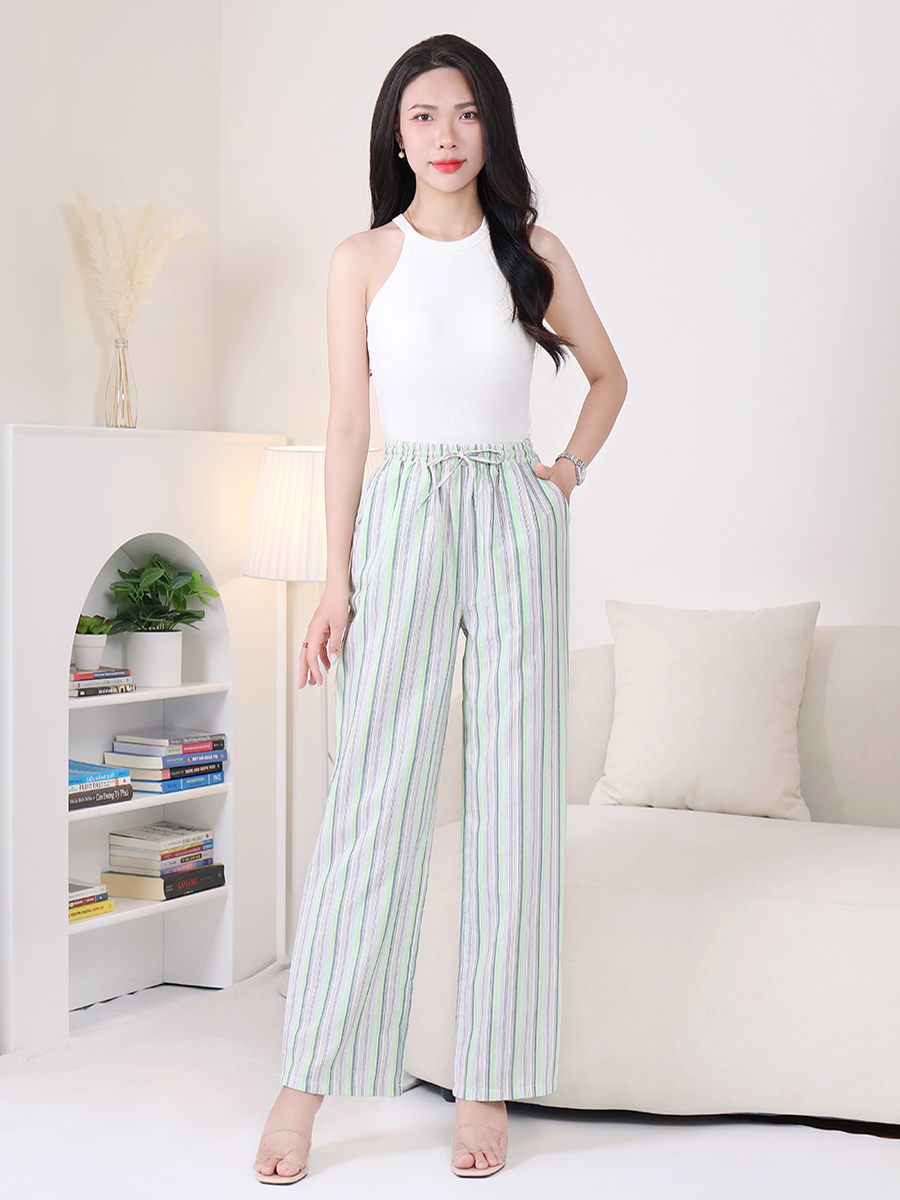 Quần Dài Suông Ống Rộng Nữ Vải Đũi Mềm Mại Thoáng Mát Mặc Nhà MEQ0576