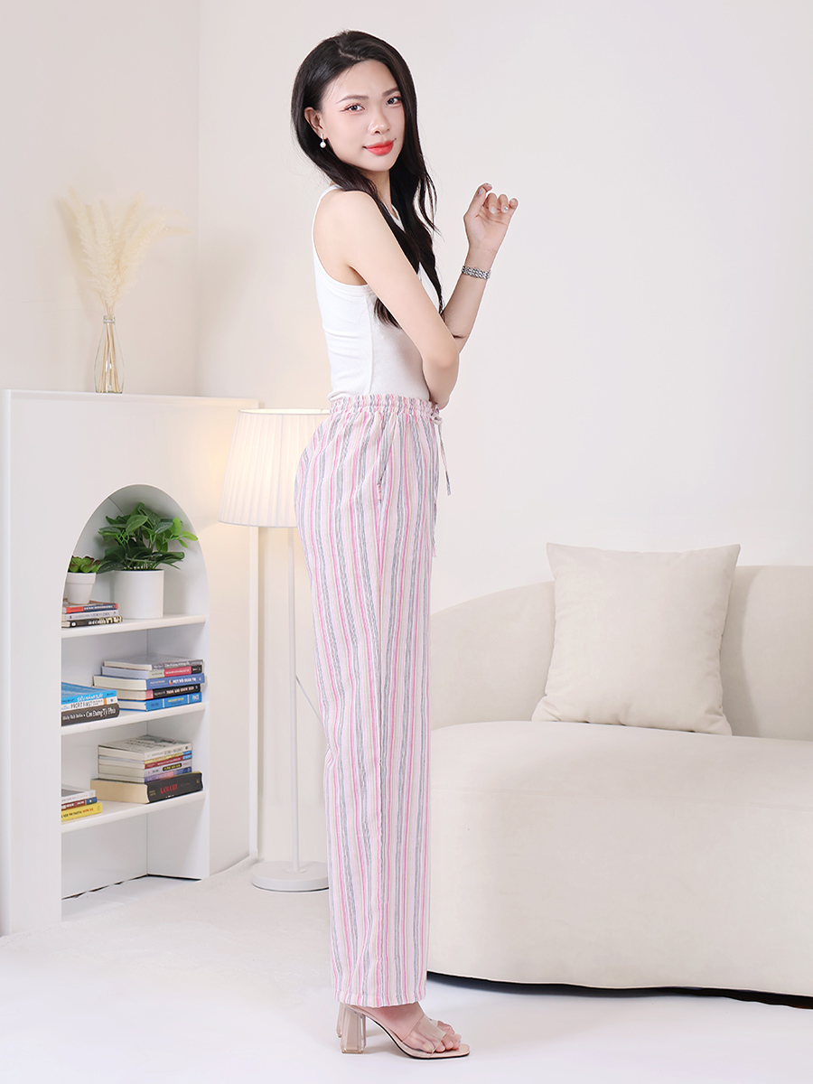 Quần Dài Suông Ống Rộng Nữ Vải Đũi Mềm Mại Thoáng Mát Mặc Nhà MEQ0576