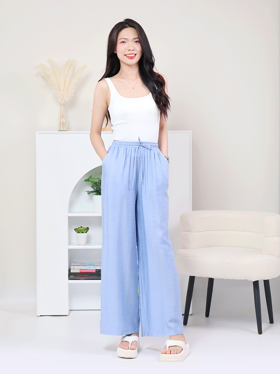Quần Dài Suông Ống Rộng Nữ Vải Tơ Xước Mềm Mại MEQ0578