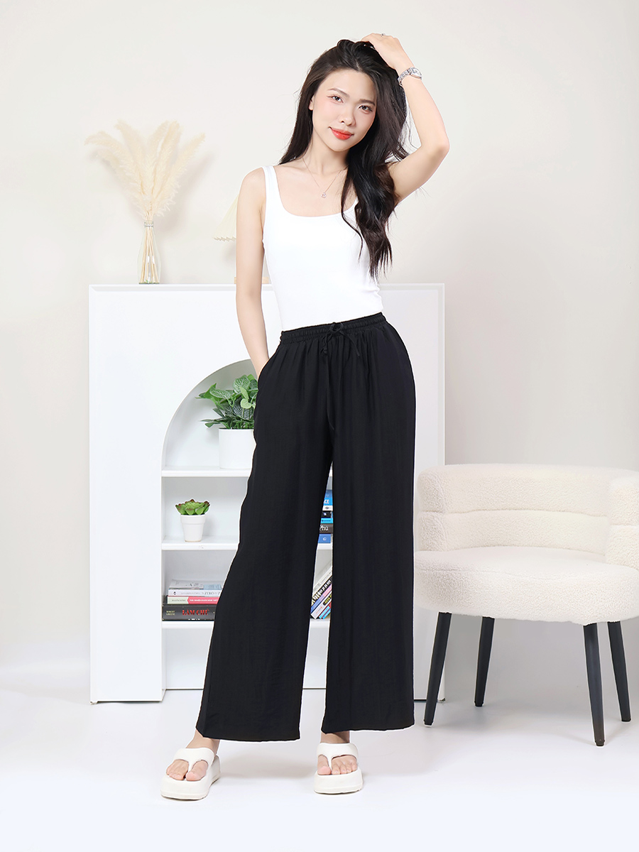 Quần Dài Suông Ống Rộng Nữ Vải Tơ Xước Mềm Mại MEQ0578