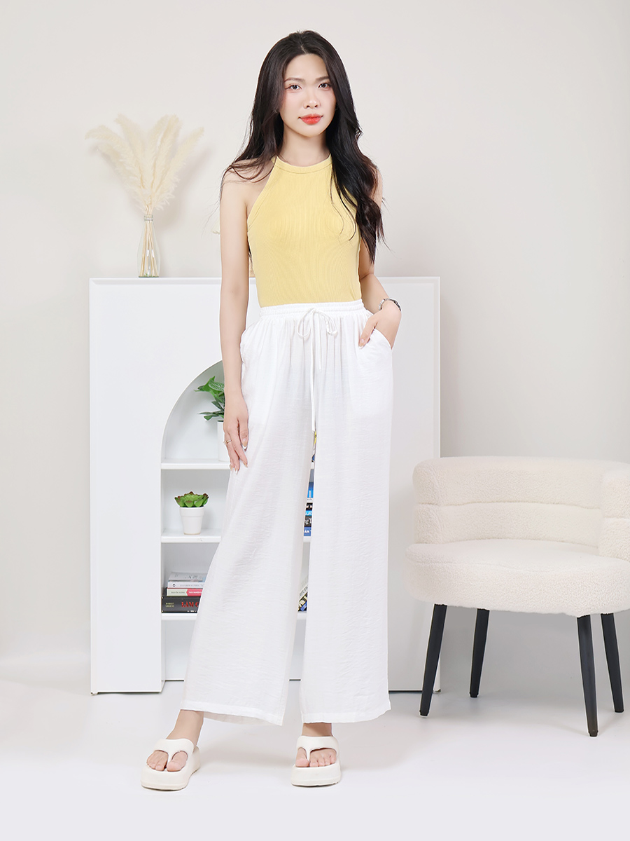 Quần Dài Suông Ống Rộng Nữ Vải Tơ Xước Mềm Mại MEQ0578